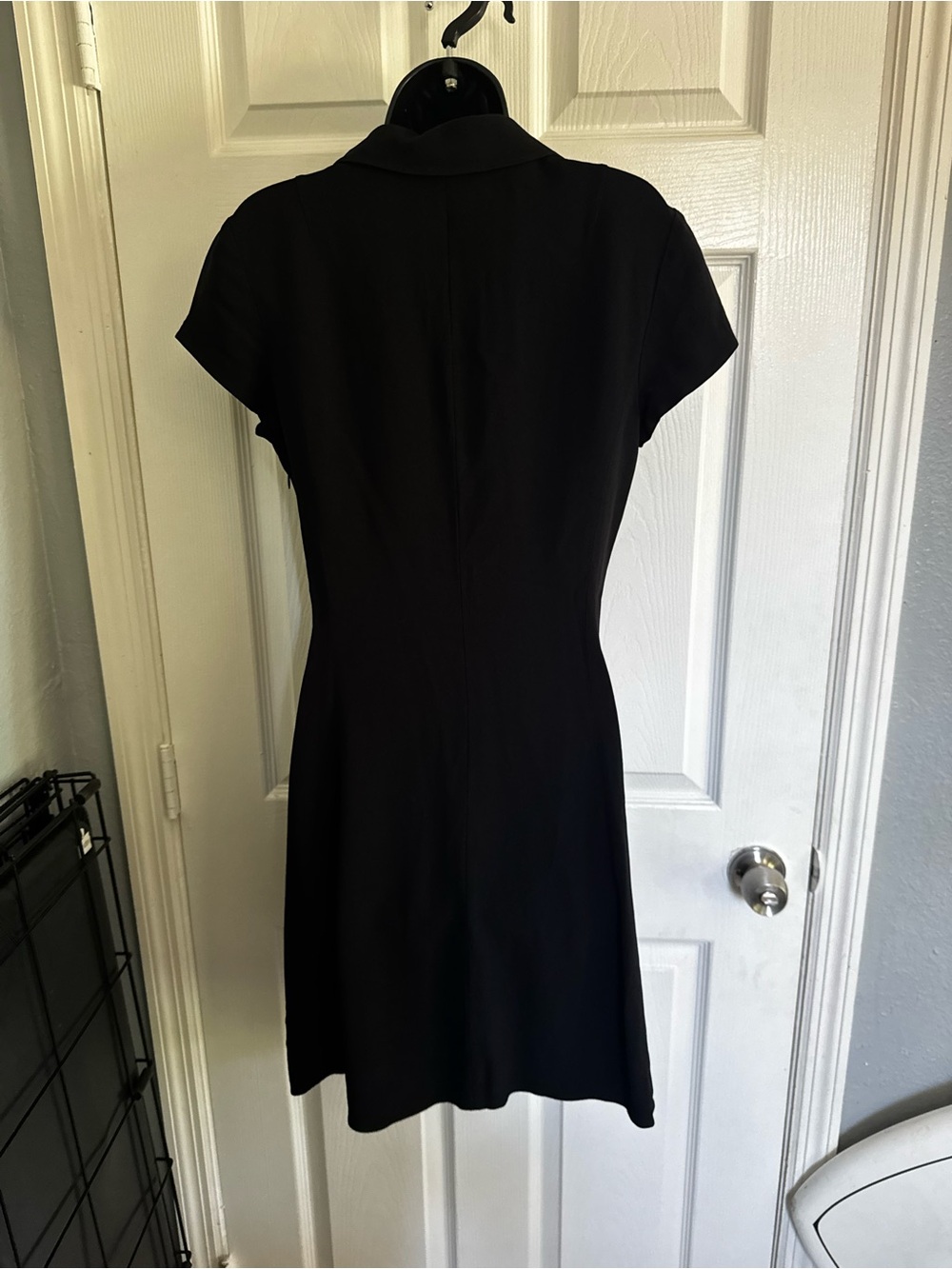 Theory Black V-Neck Short Sleeve Mini Dress - Picture 3 of 4